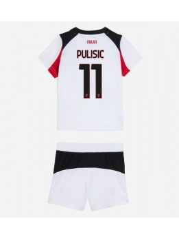Billige AC Milan Christian Pulisic #11 Bortedraktsett Barn 2025-26 Kortermet (+ Korte bukser)